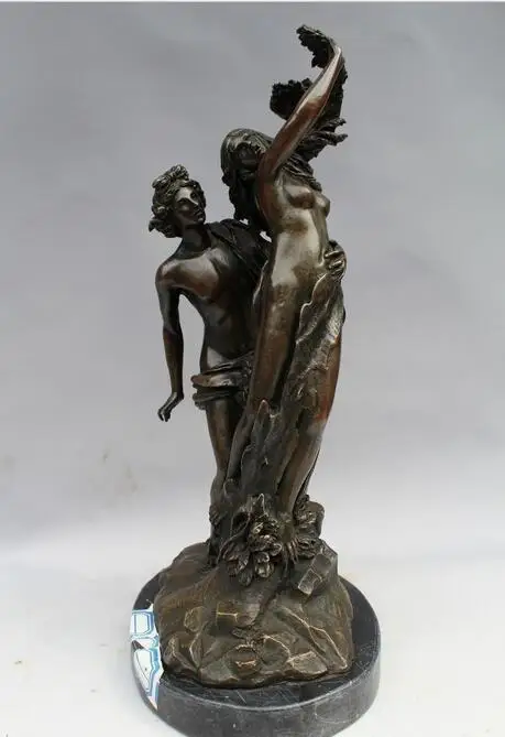 

14"Western Art sculpture Bronze Marble Nude Belle Women Men Statue