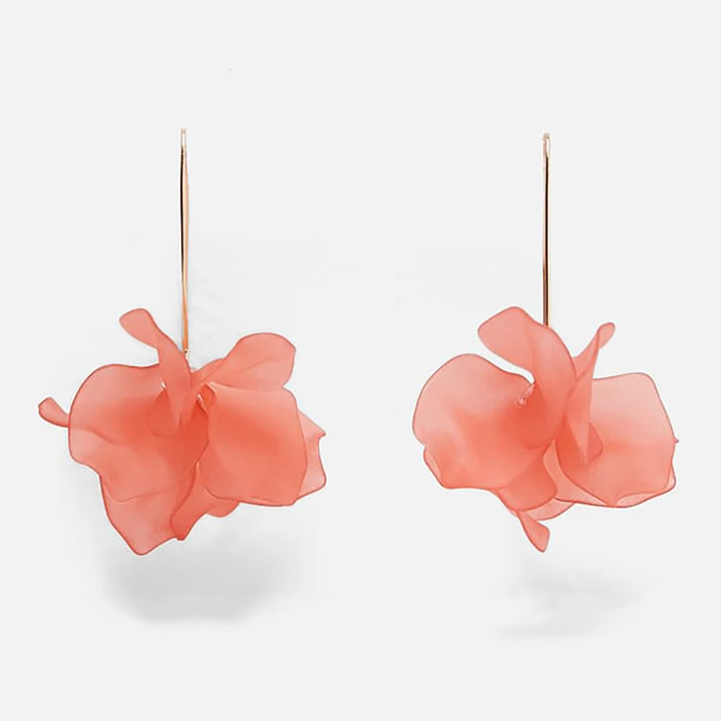 Ztech Red Pendant Za Earrings 2019 Handmade Resin Flower Crystal Beads Statement Bridal Earring Party Dangle Drop Earrings Gift