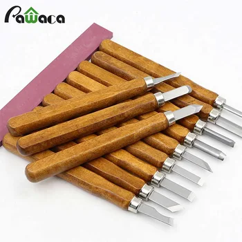

12Pcs/Set Carving Wood Tool Knife For Pottery Modeling Clay Tools Manual Craft Rubber Stamps Clay Hand Tools Mahogany belt