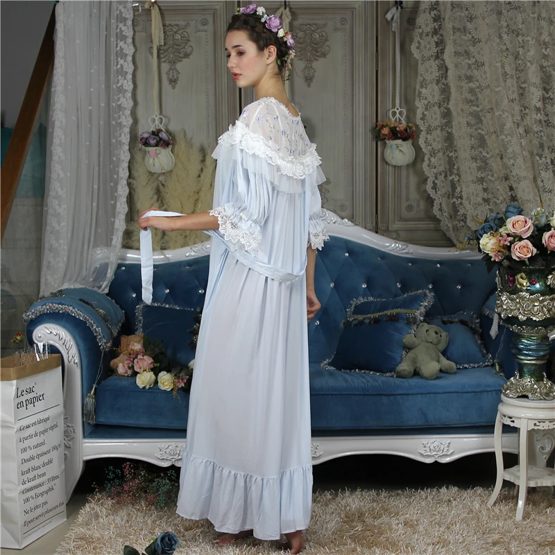 Винтаж сна Lounge шелковая ночнушка пижамы Для женщин Ночная Рубашка домашняя одежда Элегантная ночная рубашка Раффлед спальный халат платье