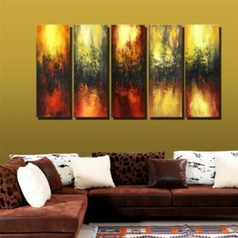Hand Painted Abstract Oil Painting on Canvas For Living Room 5 Piece Paintings Sets Modern Home Decor Wall Art Pictures Handmade | Дом и сад