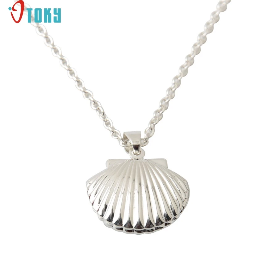 

OTOKY Gussy Life Fashion Design Seashell Locket Pendant Gold Locket Gold Brass Sea Shell Necklace Mar20