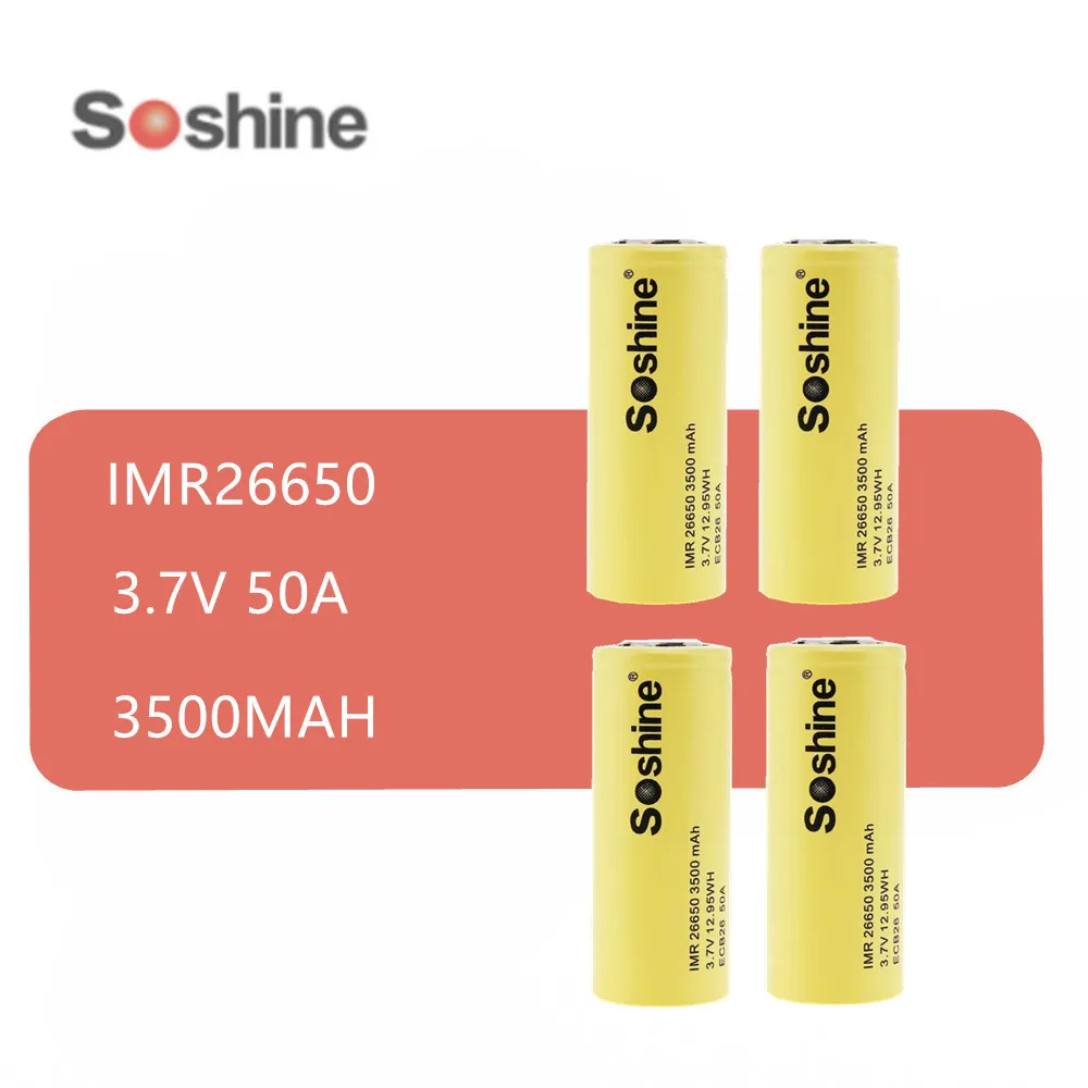 Аккумуляторная батарея SOSHINE Li-Ion IMR 26650 мАч 3500 в 3 7 Вт/ч ECB26 50 А С предохранительным