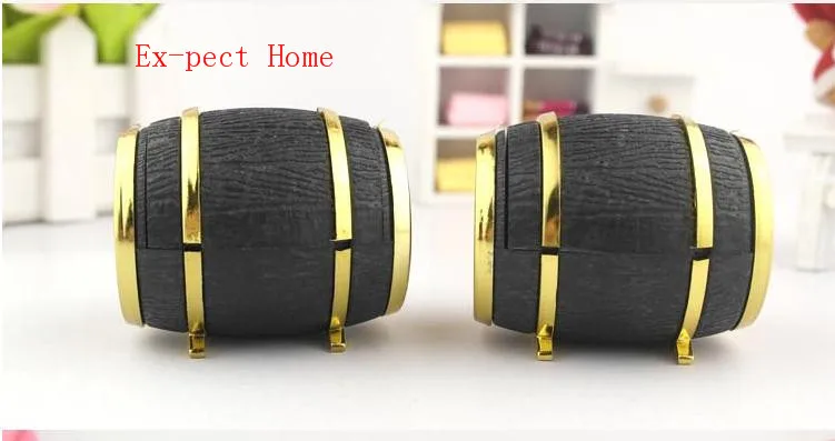 100pcs Creative Barrel Bucket Shape Plastic Jewelry Box Black Rings Box Earrings/Pendant Box Display Packaging Wedding Gift Box