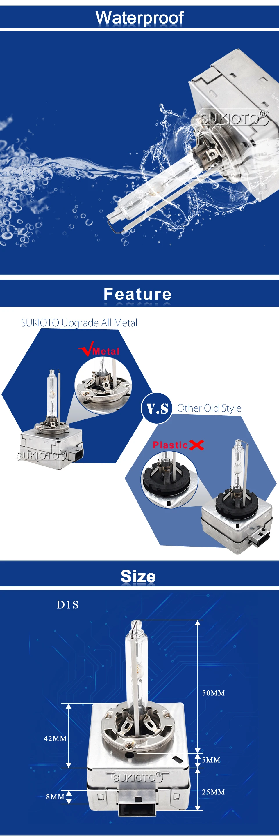 SUKIOTO Original Quality 2PCS HID Spare Bulb D1S D3S 5000K 4300K 6000K 8000K Standard xenon PK32D 42403 85415 for MAZDA HONDA  (4)