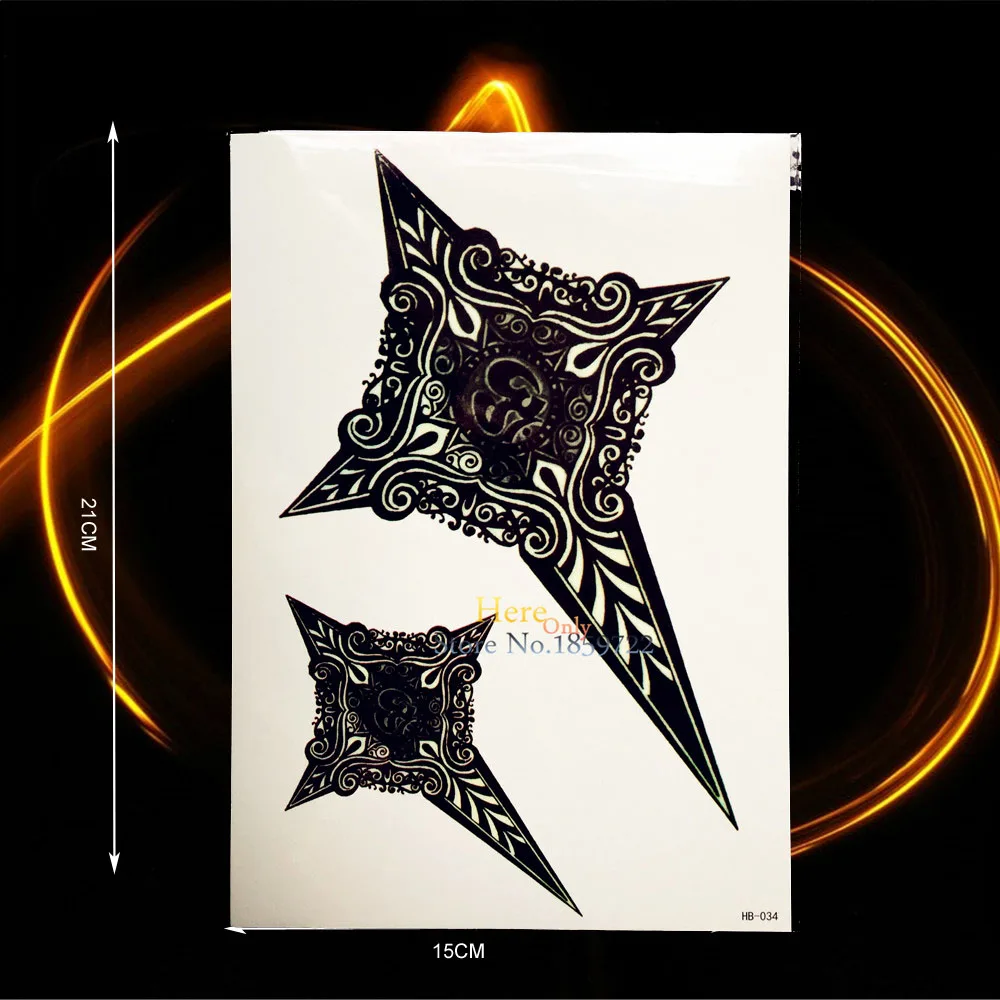 Online Shop Salib Hitam Henna Temporary Tattoo Pedang Desain Pria