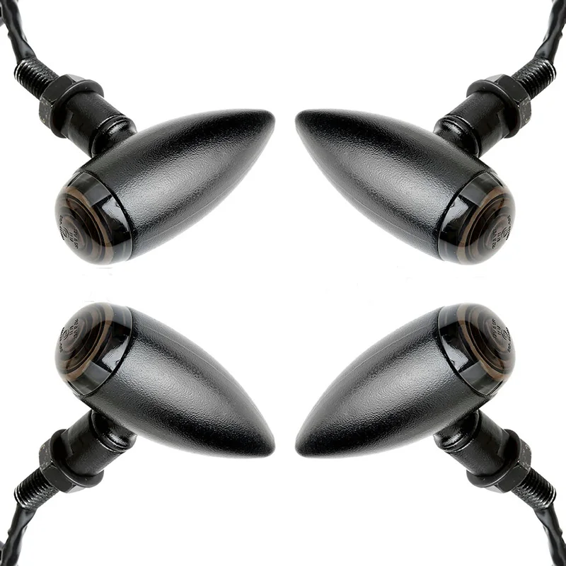 4pcs set 12V Metal Motorcycle Bullet Turn Signal Indicator Light font b Lamp b font Smoke