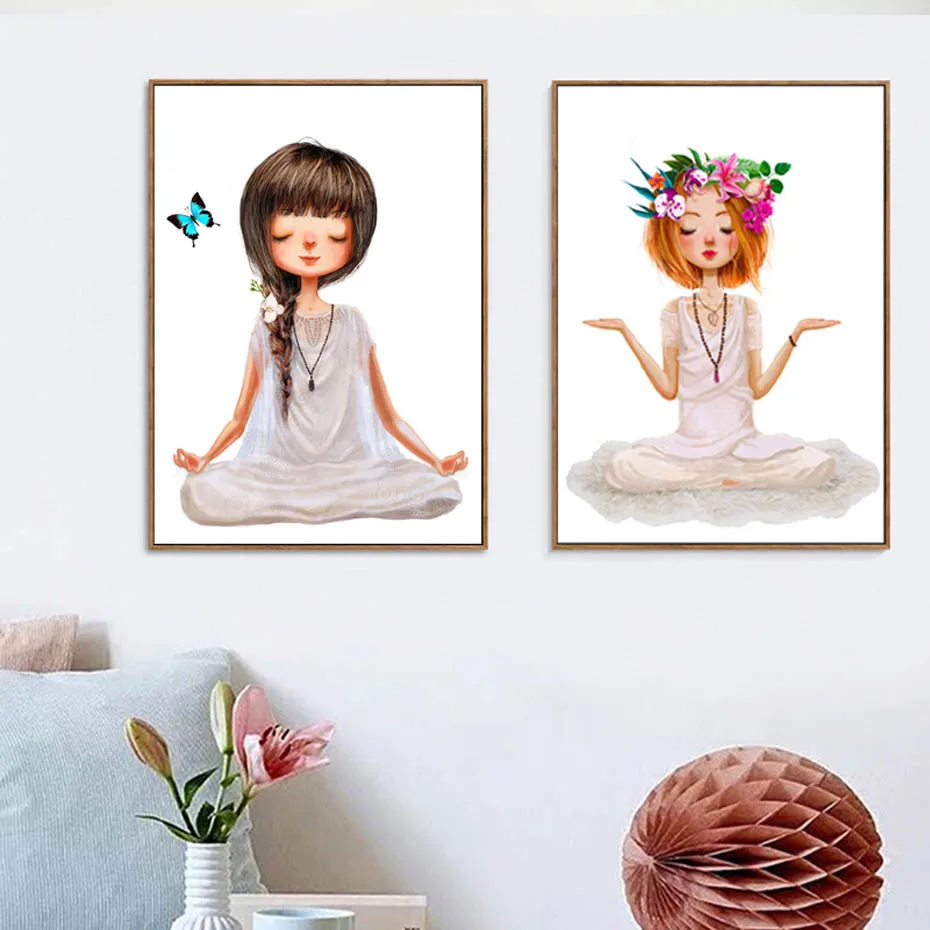 

Nordic Lovely Yoga Girl Poster Canvas Paintings Wall Art Printings Pictures For Living Room Girl's Room Home Decor