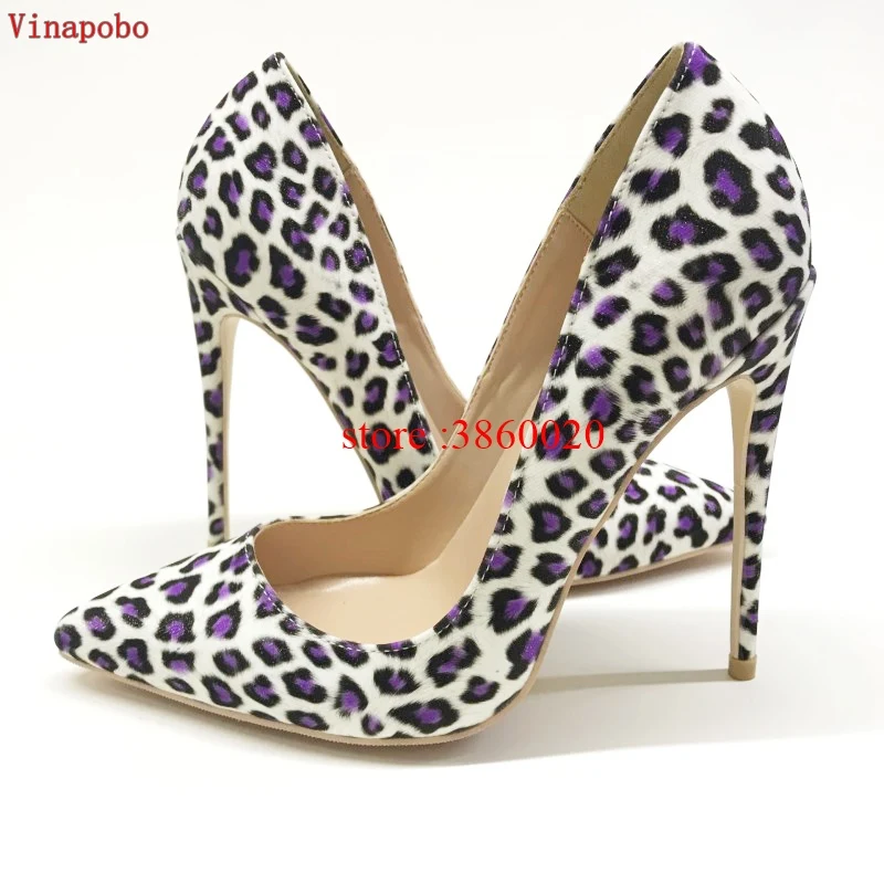 Vinapobo/женские туфли-лодочки с леопардовым и полосатым принтом; туфли на высоком каблуке с острым носком; женские свадебные туфли на шпильках с принтом зебры - Цвет: 10cm