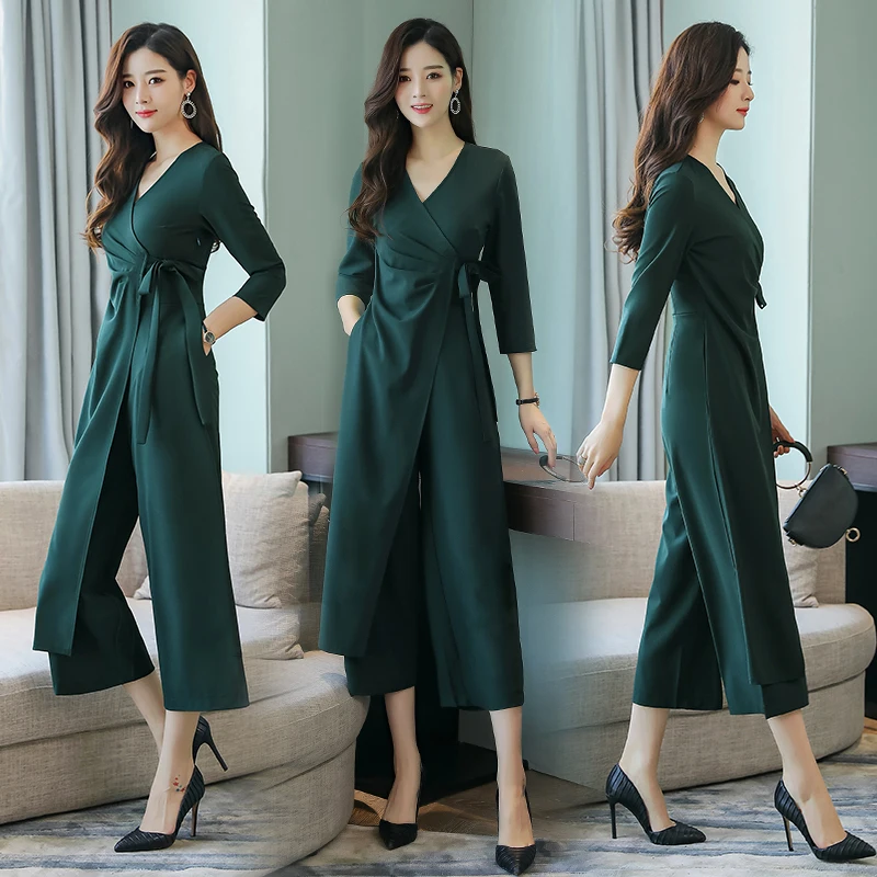 

2019 Spring Summer Women Jumpsuit solid color office lady jumpsuits Rompers