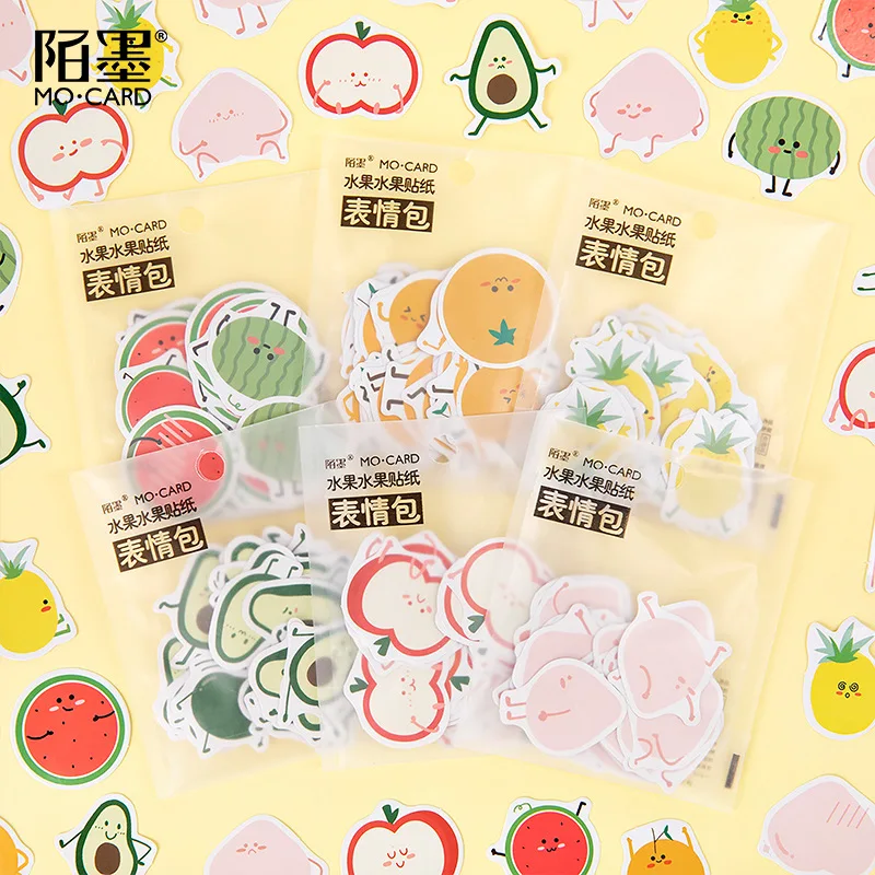 

Creative Simple Fruit Series Cute Expressions Hand Sticker Pack, Handbook DIY Diary Decorative Painting Stationery