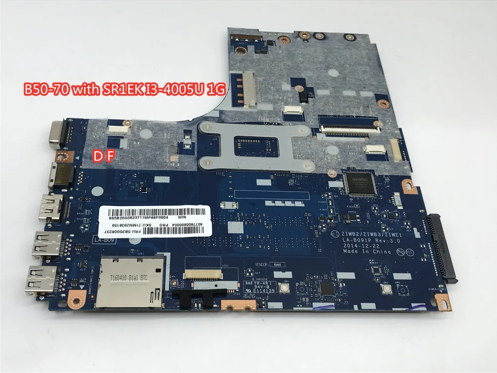 FRU/PN: 5B20G06237 материнская плата для ноутбука lenovo Laptop материнская плата с SR1EK I3-4005U 1G LA-B091P Rev: 3,0 протестирована