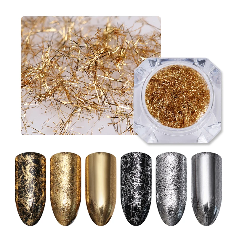 

1 Box Gold Silver Nail Strip Wire Line Mirror Flakies UV Gel Polish Nail Art Tips 3D Decorations DIY Nail Art Accessories