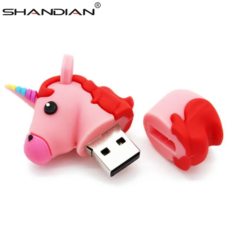 SHANDIAN USB флеш-накопитель с единорогом Гадкий я 2 натуральная мультяшная карта памяти Флешка 4 ГБ 16 ГБ 32 ГБ 64 ГБ флеш-накопитель игрушка