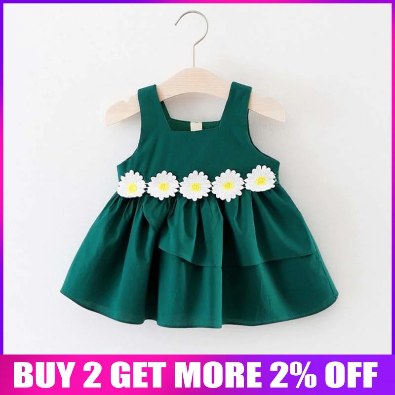 

2019 Summer Baby Dress Children Fashion Style Baby Girls Dress Kids Clothes Floral Dress Baby Girl Party Clothes