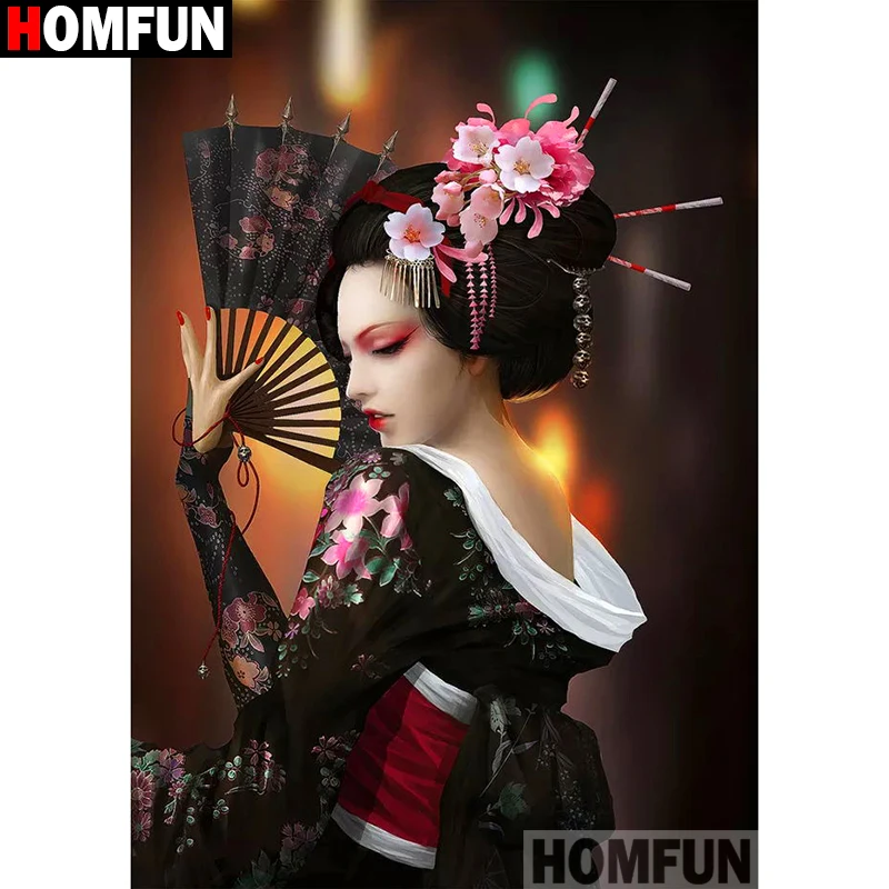 

HOMFUN Full Square/Round Drill 5D DIY Diamond Painting "Japanese geisha" 3D Diamond Embroidery Cross Stitch Home Decor A19195