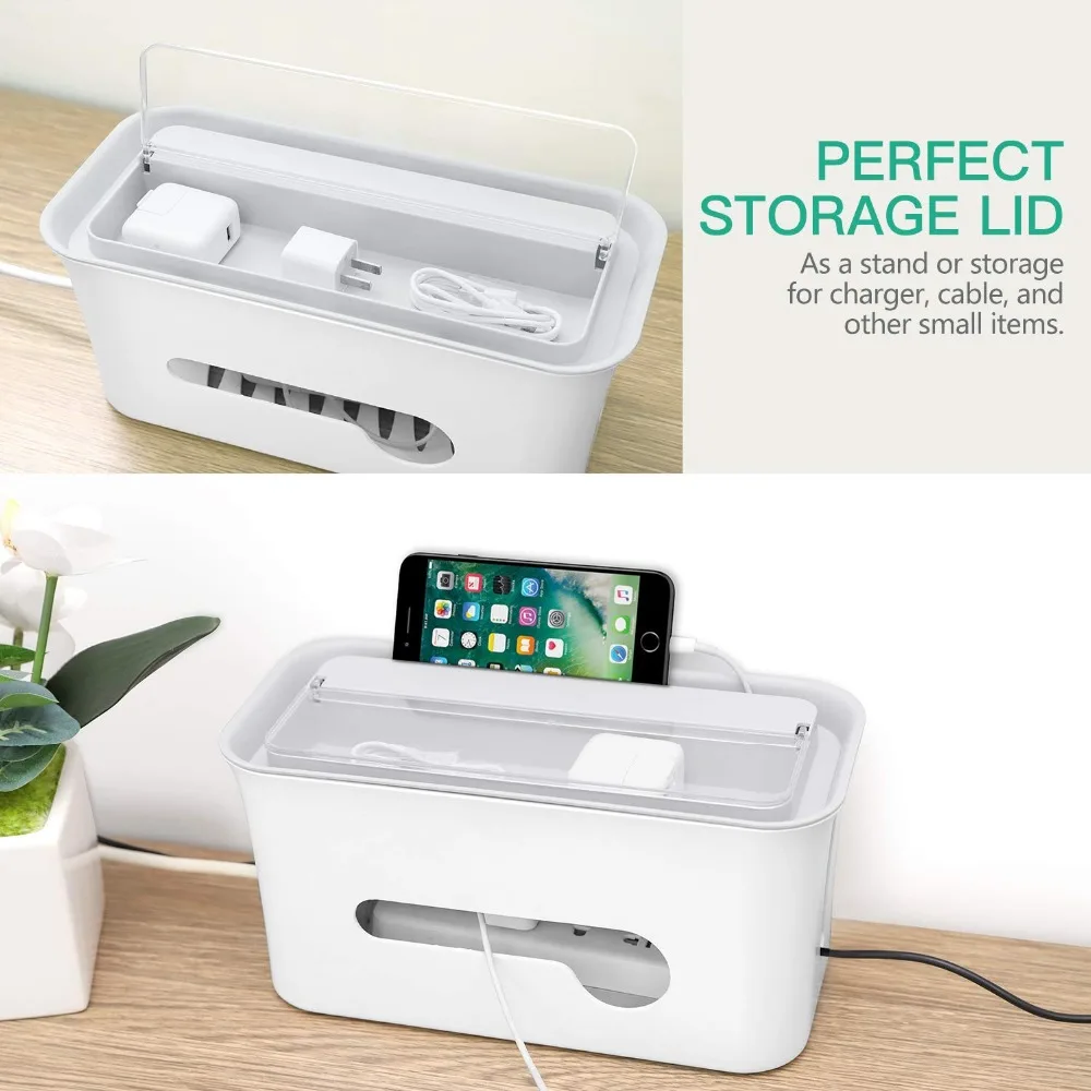 

Power Cable Box Cord Organizer Storage Holder for Power Strip,Charger,Extension Cable,Data Cable Home Office Hide Cable Box