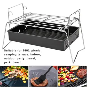 

Folding Charcoal Grill Adjustable Outdoor Portable Camping BBQ Grill Cooking Folding Backpacking Picnic Camping Accessories