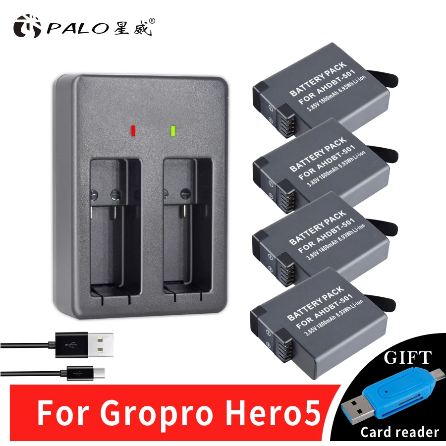 4pcs 1800mAh Li-ion Rechargeable Battery for GoPro Hero 5 Gopro 6 Action Camera Battery AHDBT-501+ 2Slots LED USB Battery Charge цена 4pcs 1800mAh Li-ion Rechargeable Battery for GoPro Hero 5 Gopro 6 Action Camera Battery AHDBT-501+ 2Slots LED USB Battery Charge цены онлайн
