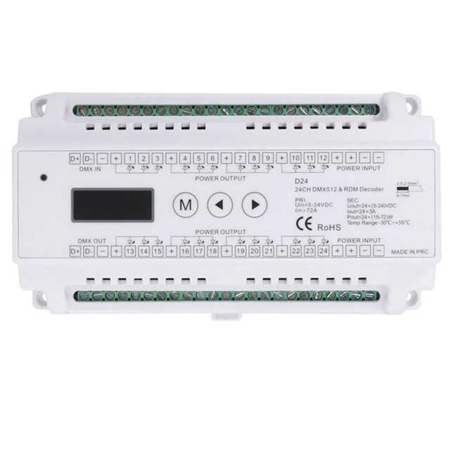 DMX 512 controller for RGB strips, 24 channels 3A