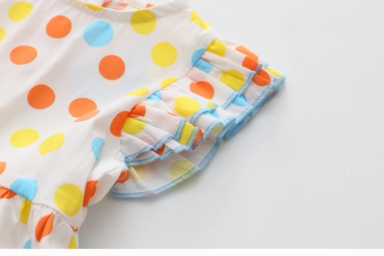 2018 Summer 2-10 Years Beautiful Pretty Sweet Children Baby Kids Pleat Short Fly Sleeve Party Prom Polka Dot Dresses For Girls (10)
