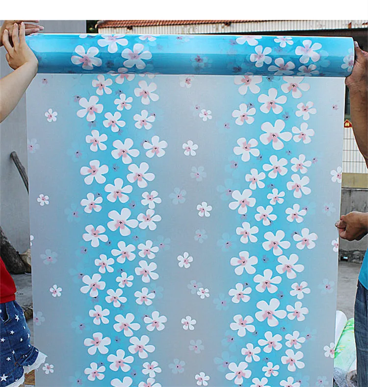 50x200cm PVC colorful painted magnolia cellophane opaque bathroom window stickers living room