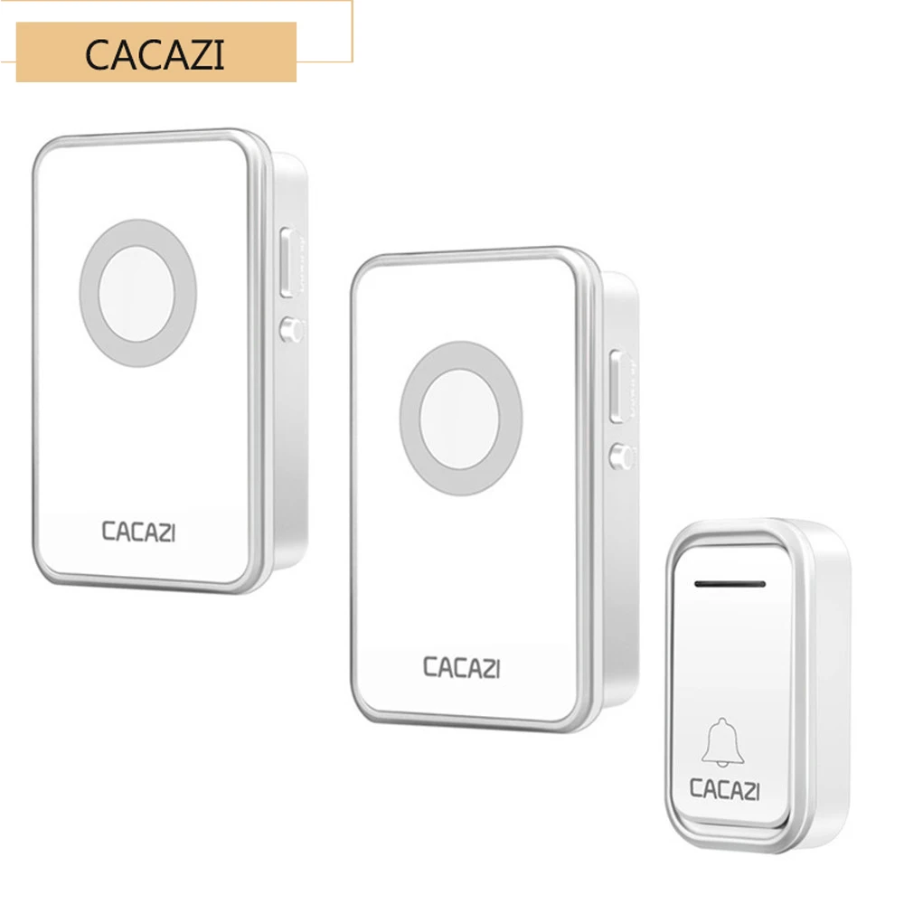 CACAZI 200M Remote Waterproof Wireless Doorbell AC220V EU UK US Plug Smart Door Bell Chime 1/2/3