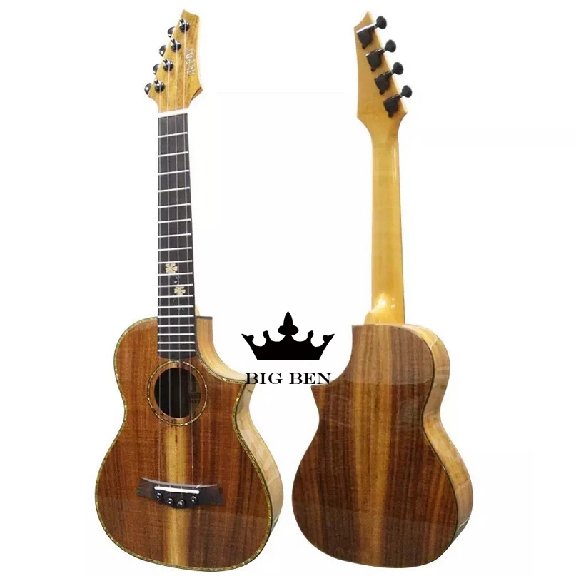 Perfect 26-inch 18 frets Acacia all solid wood guitar 26inch solid top ukulele bovine bone nut imported strings bright paint acoustic 0