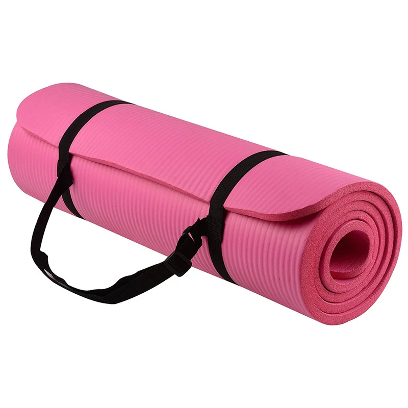 На все случаи жизни, толстые высокой плотности анти-слезоточивые упражнений йога коврик с ремнем для переноски - Цвет: Розовый