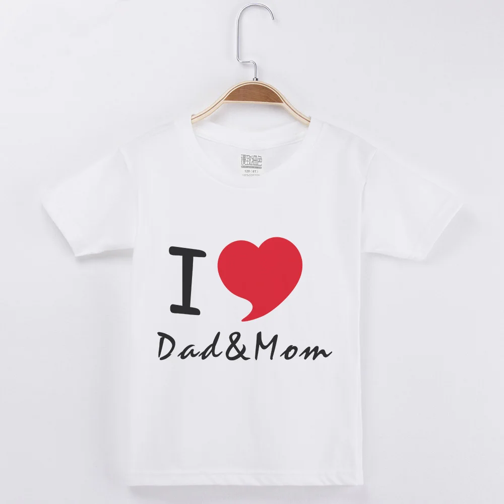 Новая хлопковая Футболка для всей семьи Одинаковая одежда для мамы и дочки одежда с короткими рукавами для папы и сына с принтом «I Love Dad Mom» - Цвет: White-Baby Design