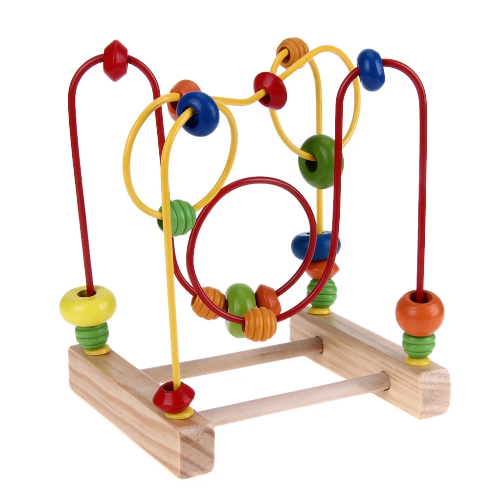 Wooden Baby Math Toys Counting Circles Bead Abacus Wire Maze Roller Coaster Around Beads Wire Maze Educational Toys 