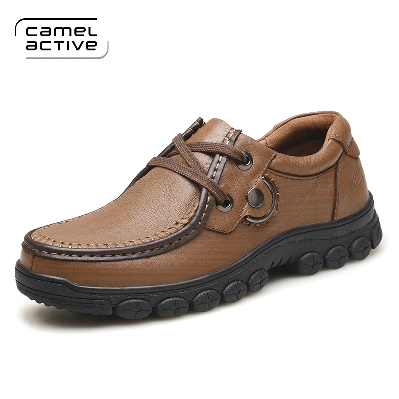 Camel Active Brand Men Casual Shoes Men 100% Genuine Leather loafers Shoes Lace-Up Handmade High Quality Male Casual boat Shoes