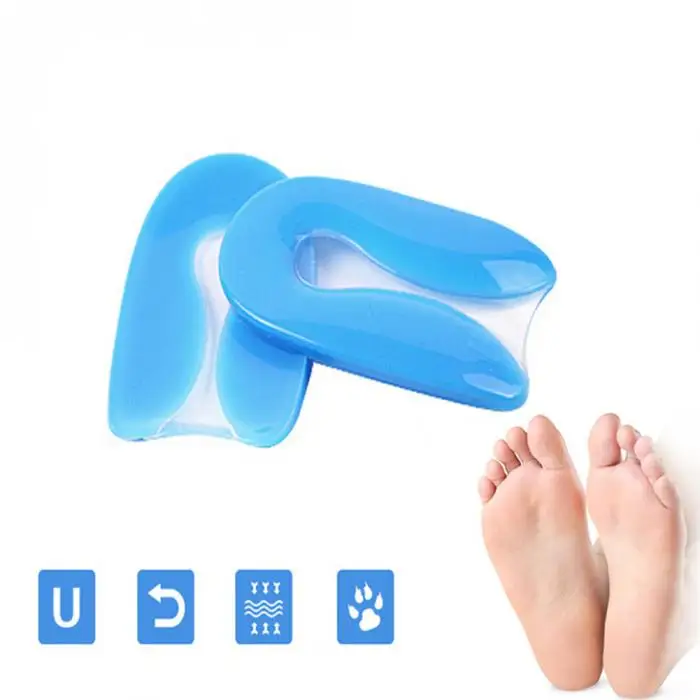 droppshiping Shoes Insole Silicone U Shaped Heel Cushion Foot Care Insert Plantar Pain Relief Fasciitis Pad MFJ99