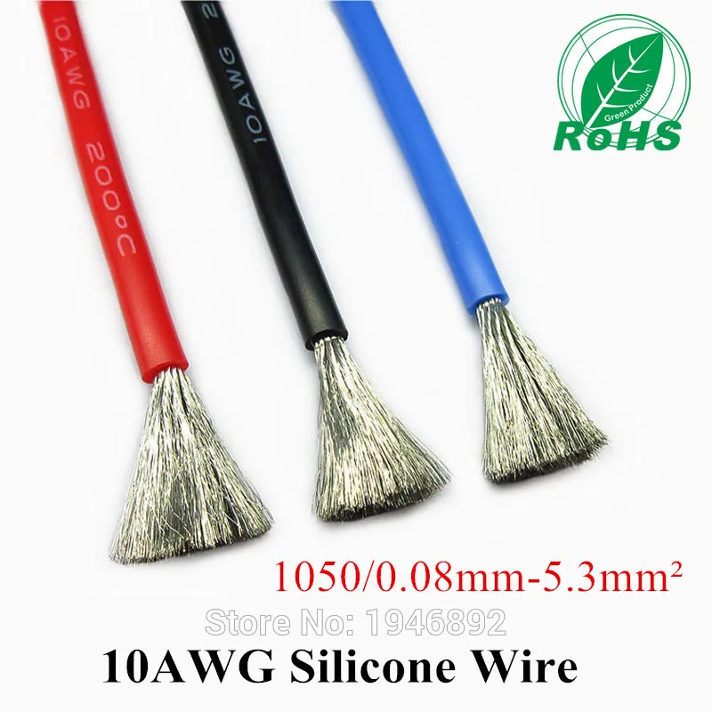 

10AWG Flexible Silicone Wire RC Cable 10AWG 1050/0.08TS Outer Diameter 5.5mm 5.3mm Square Model Airplane Wire Electrical Wire