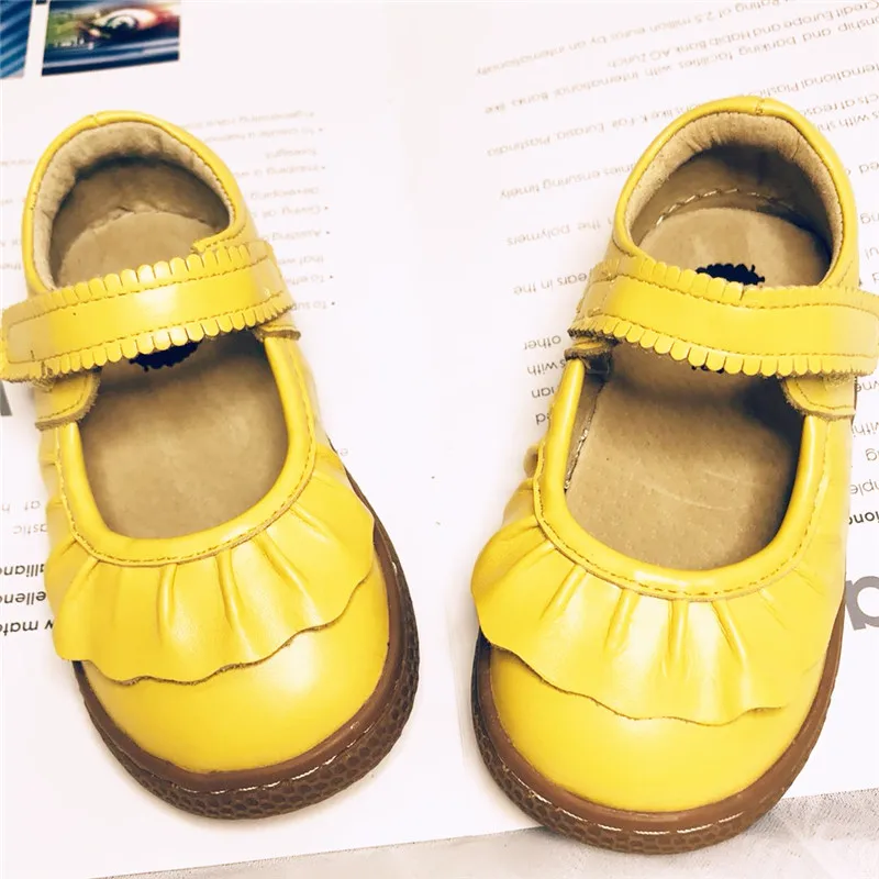 

2018 Fashion designer SCHOOL boys girls leather kids shoes for boys girls kids children shoes Yellow