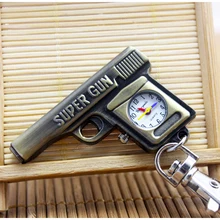 Модные Симпатичные пистолет в форме супер пистолет мотоцикл кварцевые карманные часы аналоговый кулон брелок мужские женские рождественские подарки P307