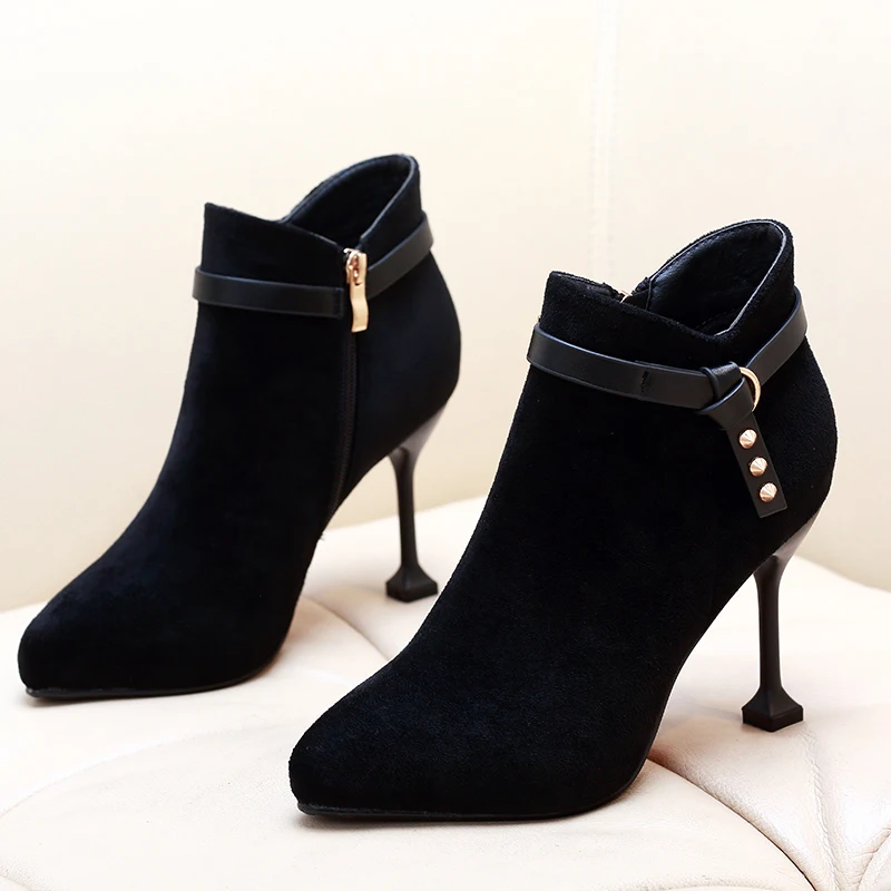 

DropShipping Fashion Women Ankle Boots Thin Heels Autumn Shoes Female Newest Pointed Toe Ladies Shoes Martin Boot Woman CH-B0122