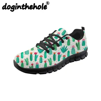 

doginthehole Cactus Cacti Printing Cute Sneakers for Women Flats Running Shoes Sport Comfortable Lace-up Gym Shoes Zapatos Mujer
