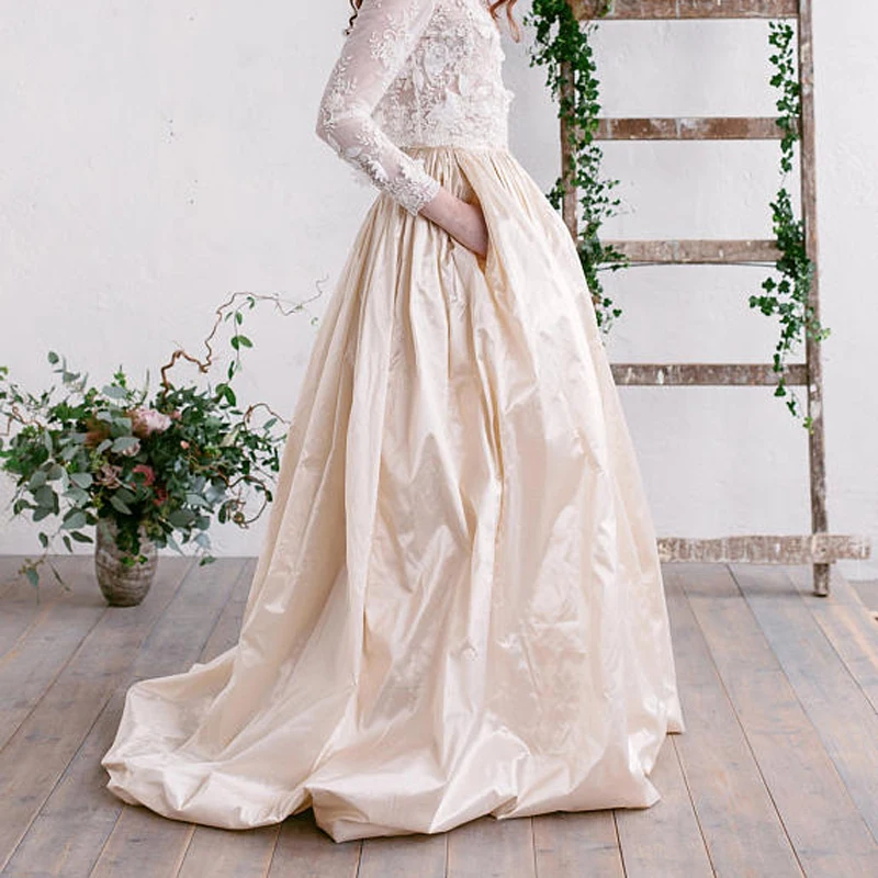 Wedding Skirt, Bridal Gold Skirt, Silk Taffeta Skirt, Silk Skirt, Bridal Separates, Skirt With Pockets