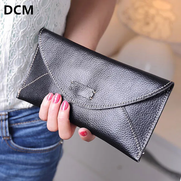 

2019 Genuine Leather Wallets Real Leather Envelope rse Leather Female Long Wallet for Ladies Credit Card Holder Vintage Bag