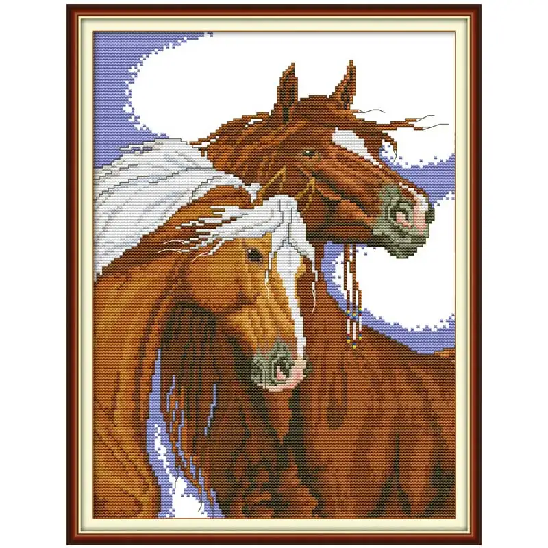 

Horse Lean close together counted printed on the canvas DMC 11CT 14CT DIY kit Cross Stitch embroidery needlework Sets home decor