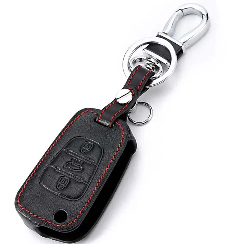 

Genuine Leather Flip Folding Key Case For Kia Rio 3 Rio Soul Sportage Ceed Sorento Cerato K2 K3 K4 K5 Key Set Remote Cover