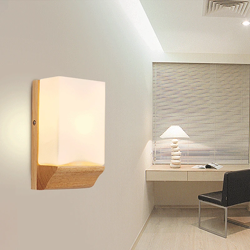 Современные скандинавские деревянные Бра Настенные светильники Led Wandlamp стекло