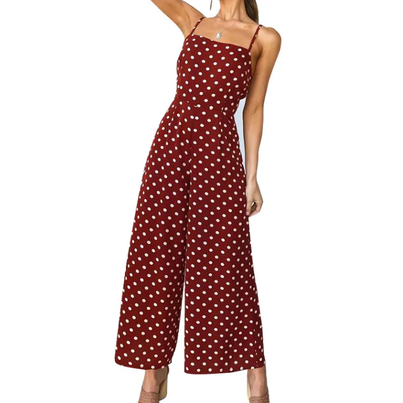 2019 Модный женский летний Boho в горох комбинезон игровой костюм без рукавов с