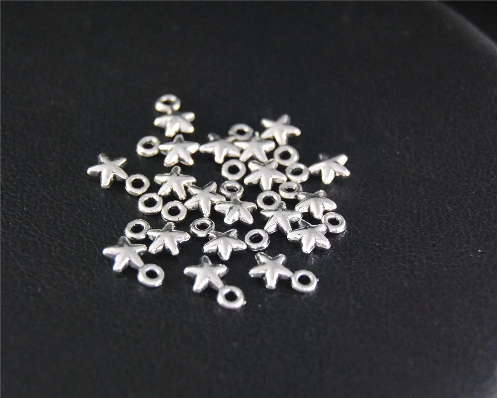 

100pcs Antique Sliver Mini Star Charm Pendant DIY Necklace Bracelet Bangle Findings 7x5mm A2131