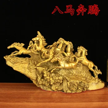 

LARGE # 2020 HOME Shop hall decoration ART FENG SHUI Business Money Drawing Good luck Success Running horses brass Sculpture