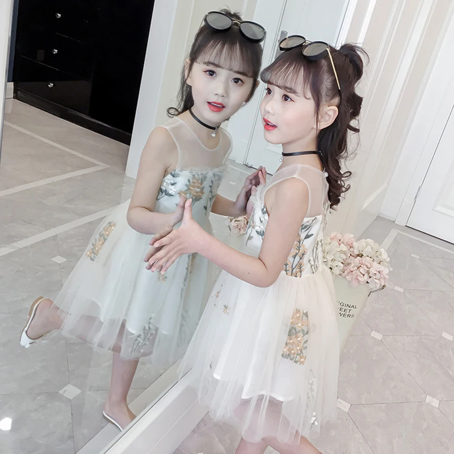 

Summer Princess Dress For Girls Embroidery Girls Party Dresses Mesh Kids Dresses 6 8 12 Years Teenage Clothing For Girls