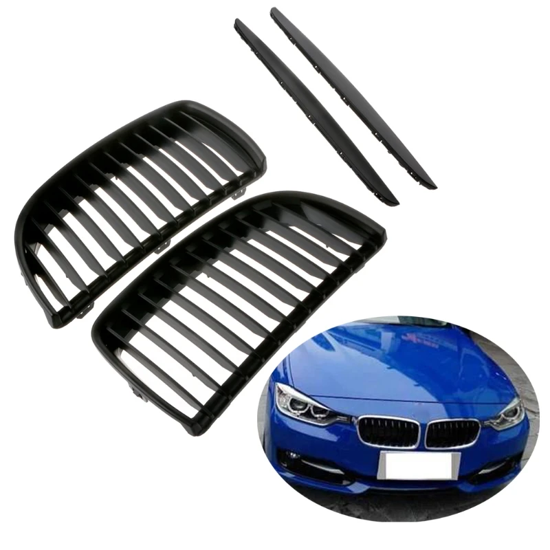 

Dumb black Front Kidney Grill Grilles For BMW E90 E91 Saloon 2005-2008 4D