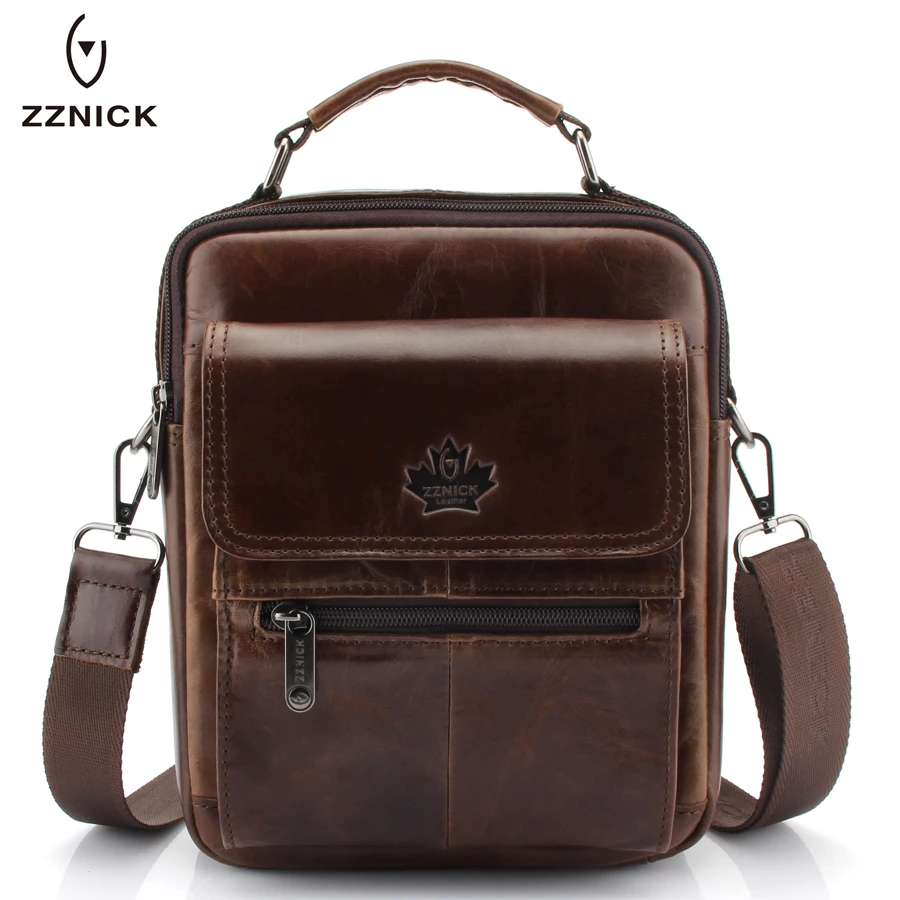 New Fashion Men Genuine Leather Messenger Bag Male Oil Wax Leather Cross body Shoulder Bag First Layer Cowhide Men Bag Briefcase