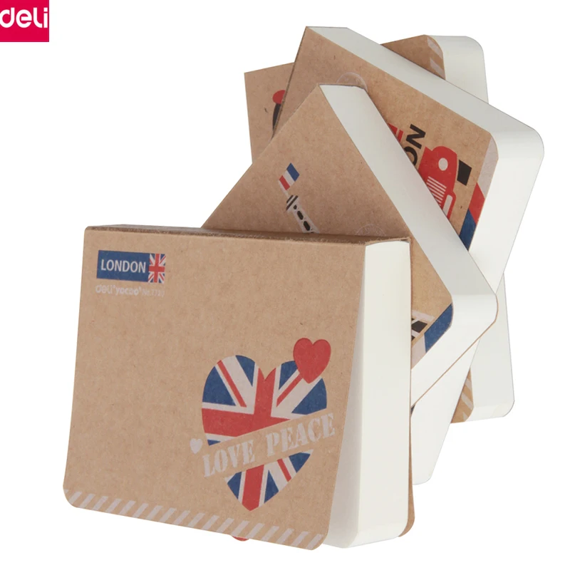 

Deli 1pcs Mini Notebook Agenda Memo Pad Cute Kawaii Vintage British Style White Paper Book Notepad Post it